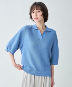 ANY L アクリルガーターポロ衿ニット