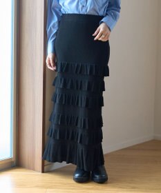 YECCA VECCA ティアードフリルラメニットスカート