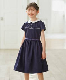 組曲 KIDS 【150-160㎝】サッカーストライプ ワンピース ネイビー