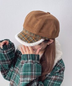WEGO チェック柄Fスエードキャスケット