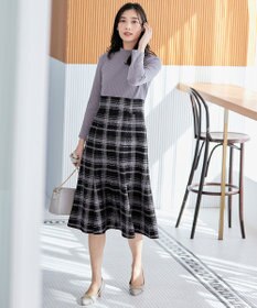 ANY SIS 【洗える】チェックジャガードコンビ ワンピース