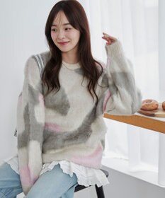 WEGO 【ユニセックス着用ITEM】マーブルシャギーニットプルオーバー