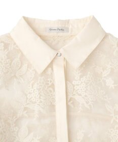 Green Parks オーガン刺繍比翼シャツ