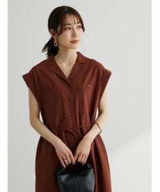 Green Parks 綿麻混開襟ワンピース
