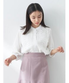 earth music&ecology フロントレースシフォンブラウス