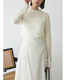 Green Parks AnriettMusee ラメ切替スリーブリブシアーニット