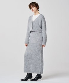 uncrave ヘアリー ラメ ニット ショート カーディガン（uncrave WHITE）