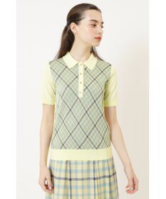 DAKS ジャカードチェックニットポロ