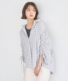 earth music&ecology シャーリングスリーブチェックシャツ