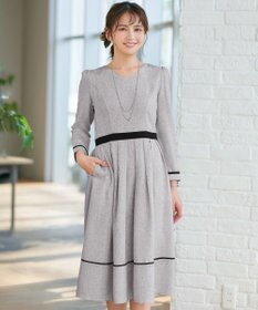 Tiaclasse 【洗える】配色パイピングフレアワンピース