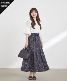 Tiaclasse ドット柄消しプリーツスカート