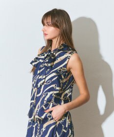 GRACE CONTINENTAL チェーンプリントボウタイブラウス