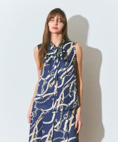 GRACE CONTINENTAL チェーンプリントボウタイブラウス