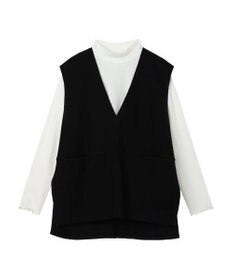 earth music&ecology ＳＥＴ２点圧縮風ポンチベスト＋リブタートル