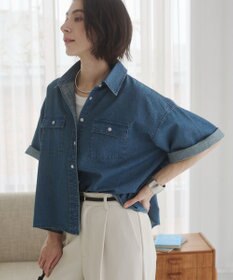 WEGO 【ANGIE VINTAGE】オーバーサイズデニム半袖シャツ