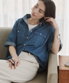 WEGO 【ANGIE VINTAGE】オーバーサイズデニム半袖シャツ