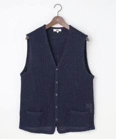 JOSEPH ABBOUD 【キングサイズ・エコ素材和紙使用・日本素材】和紙杢メッシュクルーネック ニットジレ