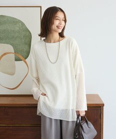 Green Parks メッシュ長袖ゆるカットプルオーバー