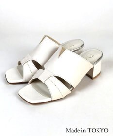 Dominic3 型押しヒール レザーVカットミュール