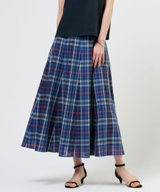 J.PRESS LADIES S コットンリネン Light マドラスチェック フレア スカート