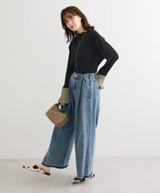 Green Parks プリーツ袖配色プルオーバー