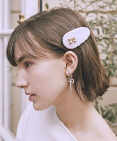 Maison de FLEUR ツイードリボンスリーピン