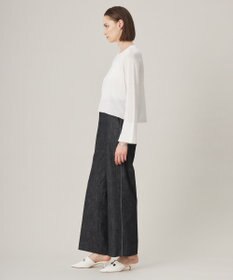 ICB 【洗える】 コットンリアクティブデニム ワイドストレートパンツ