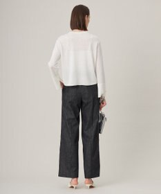 ICB 【洗える】 コットンリアクティブデニム ワイドストレートパンツ