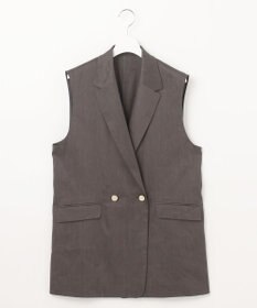 自由区 【セットアップ対応・洗える】リネンビスコースストレッチ ジレ スレート