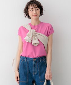 23区 L レーヨンポリエステルストレッチ フレンチスリーブ ニット ピンク系