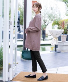 Tiaclasse L 【洗える】Vネックリブニットチュニック