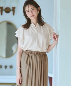 23区 アキハコンビ ラッフルスリーブ カットソー ベージュ系