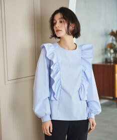 #Newans 【洗濯機可能/シワになりにくい】〈小柄さんにお勧め〉バーティカルフリルブラウス