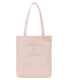 Maison de FLEUR ツイードブランドロゴ刺繍トートバッグ