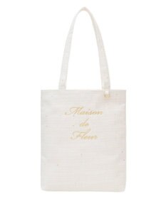 Maison de FLEUR ツイードブランドロゴ刺繍トートバッグ