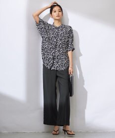 ICB 【新色追加・接触冷感・UVケア・速乾・洗える】BackSatinAmunzen 5分袖バンドカラーブラウス