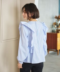 #Newans 【洗濯機可能/シワになりにくい】〈小柄さんにお勧め〉バーティカルフリルブラウス