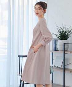 Tiaclasse 【洗える】ビジュー付きフロント切替タックワンピース