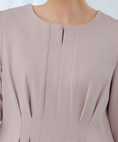 Tiaclasse 【洗える】ビジュー付きフロント切替タックワンピース