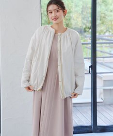 Tiaclasse 【洗える】ビジュー付きフロント切替タックワンピース