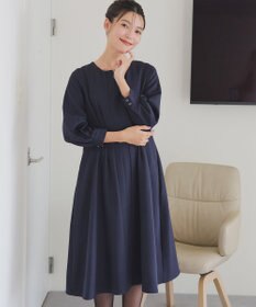 Tiaclasse 【洗える】ビジュー付きフロント切替タックワンピース