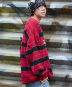 WEGO 【ユニセックス着用ITEM】アゼアミボーダーニットプルオーバー