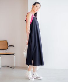 組曲 L 【洗える・シワになりにくい】リネン混オックスストレッチ キャミワンピース