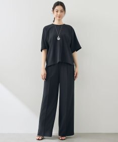 自由区 【カタログ掲載・セットアップ対応・セレモニー・ハレの日・通勤】テクスチャードスーツストレートワイド パンツ