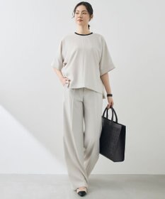 自由区 【カタログ掲載・セットアップ対応・セレモニー・ハレの日・通勤】テクスチャードスーツストレートワイド パンツ