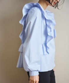 #Newans 【洗濯機可能/シワになりにくい】〈小柄さんにお勧め〉バーティカルフリルブラウス