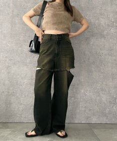 WEGO ヴィンテージウォッシュサイドカットデニムパンツ