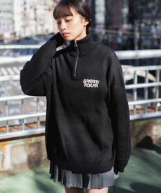 WEGO ハーフジップロゴプルオーバー