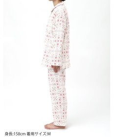 WACOAL ワコール_リラックス＆スリープ パジャマ 長袖 長ズボン 綿混(本体) ダブルジャカード素材 上下セット 前開き S~3L 大きいサイズ ミントン NDW423 /ワコール