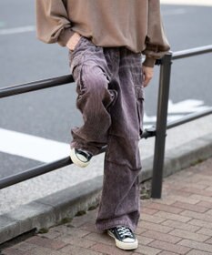 WEGO 【ウエストゴム/MLサイズ展開】イージーコーデュロイカーゴパンツ